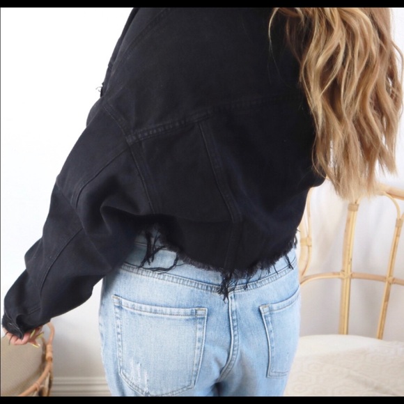 Black denim jacket cropped - Picture 3 of 3